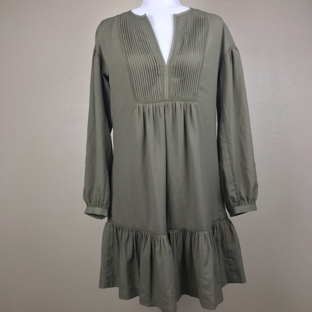 Banana Republic Green Long Sleeve Midi Dress